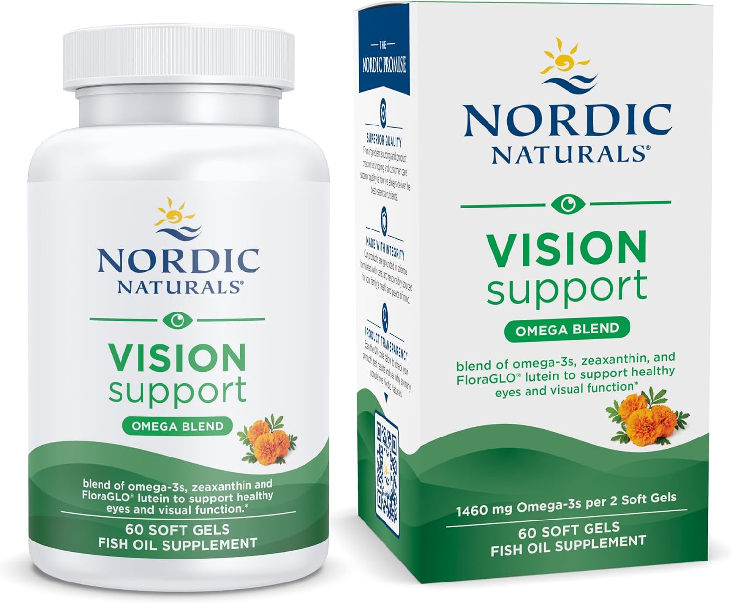 Nordic Naturals Omega Vision, Lemon - 60 Soft Gels - with Zeaxanthin and FloraGLO Lutein, for Healthy Eyes and Vision - 30 Servings